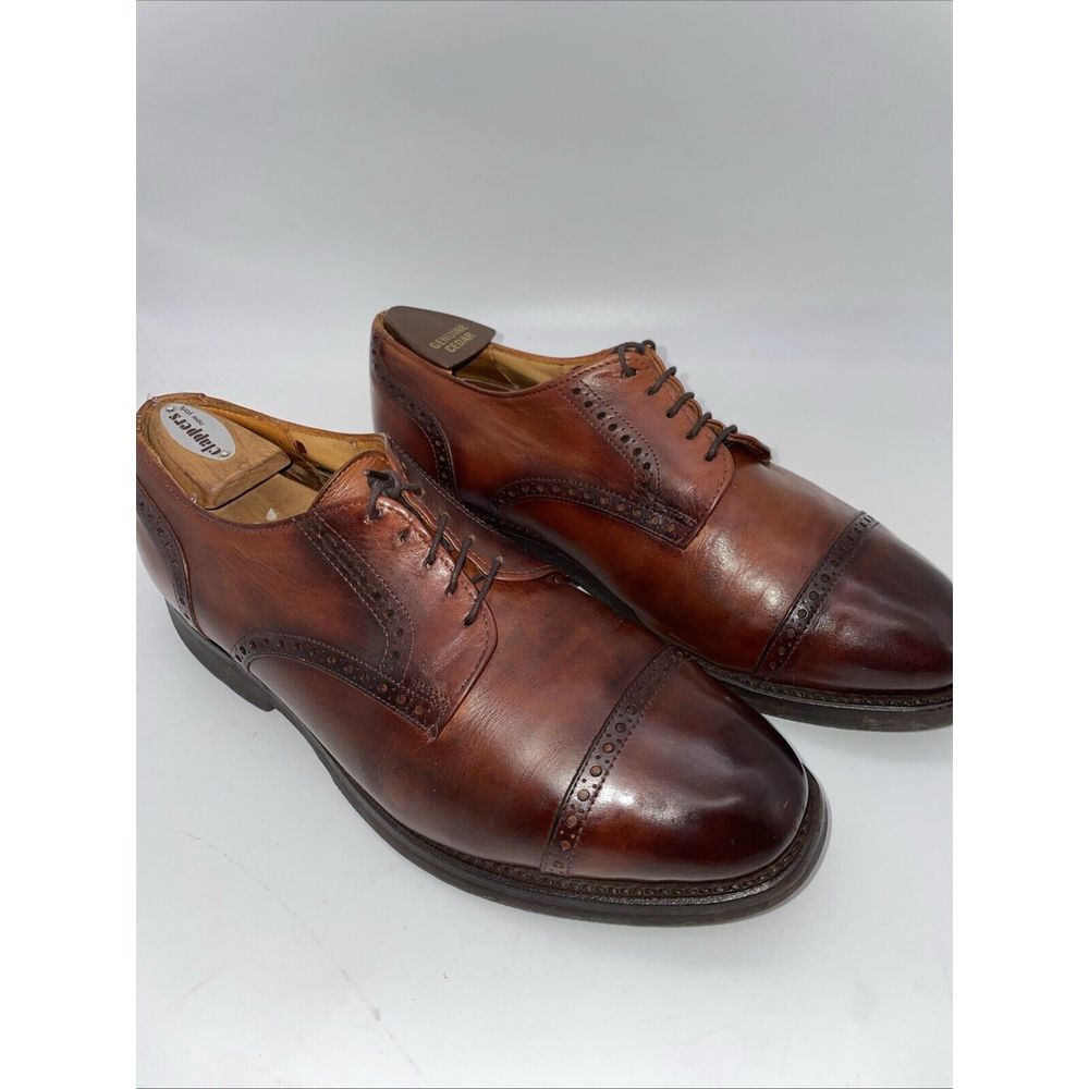 Allen Edmonds Benton Cap Toe Chili Shoes Burnished Patina 8.5 EEE Vibram soles